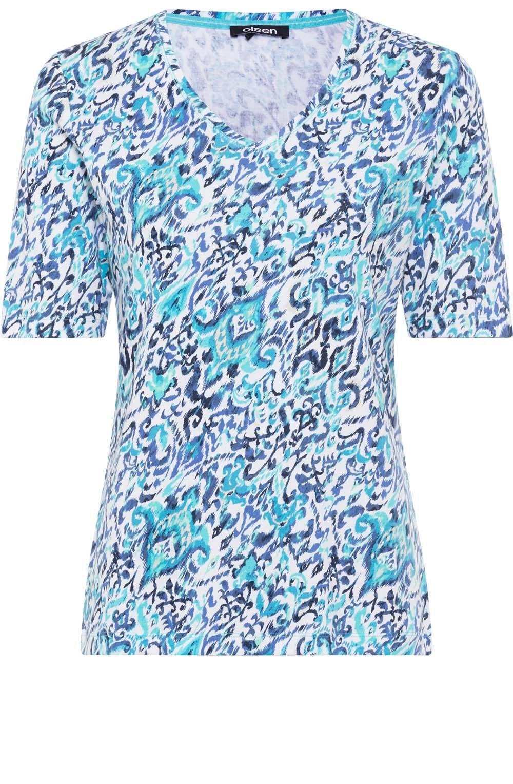 Aruba Blue Abstract Print Edda Top