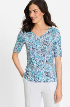 Aruba Blue Abstract Print Edda Top