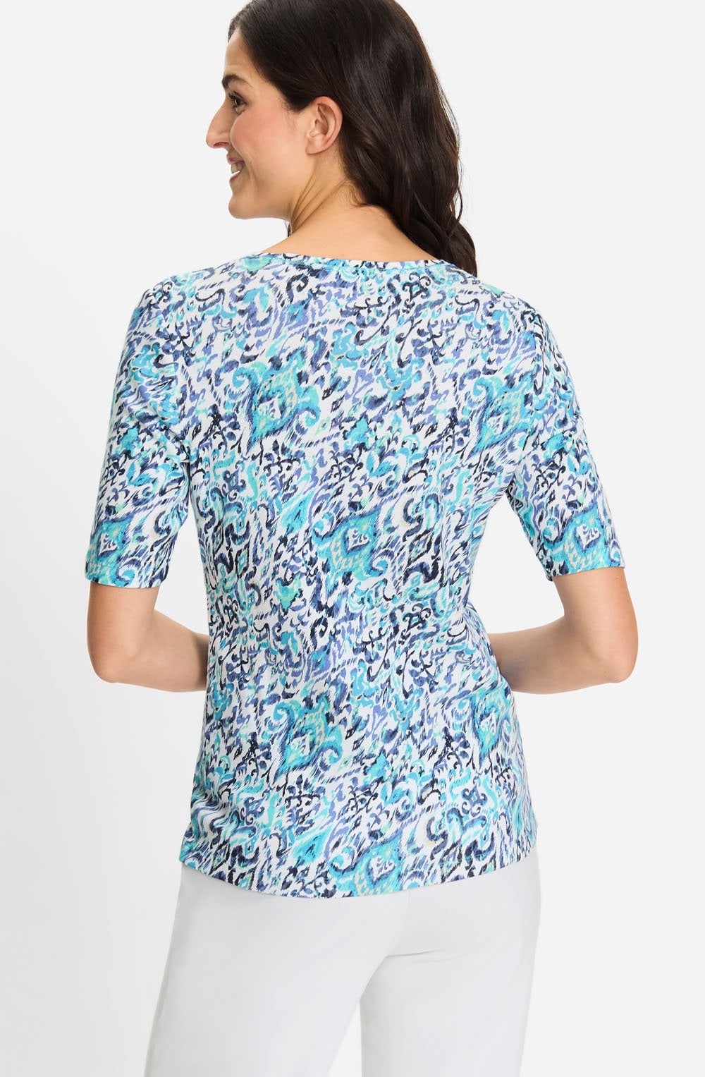 Aruba Blue Abstract Print Edda Top