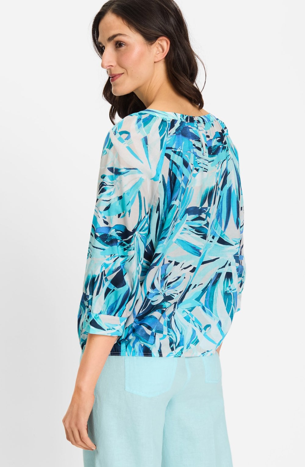 Aruba Blue Elasticated Hem Blouse