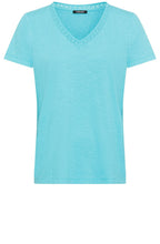 Aruba Blue Embroidered Neck Hannah T Shirt