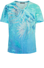 Aruba Blue Leaf and Silver Foil Hannah T Shirt
