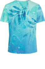 Aruba Blue Leaf and Silver Foil Hannah T Shirt