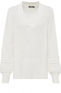 Balloon Sleeved Off White Jumper