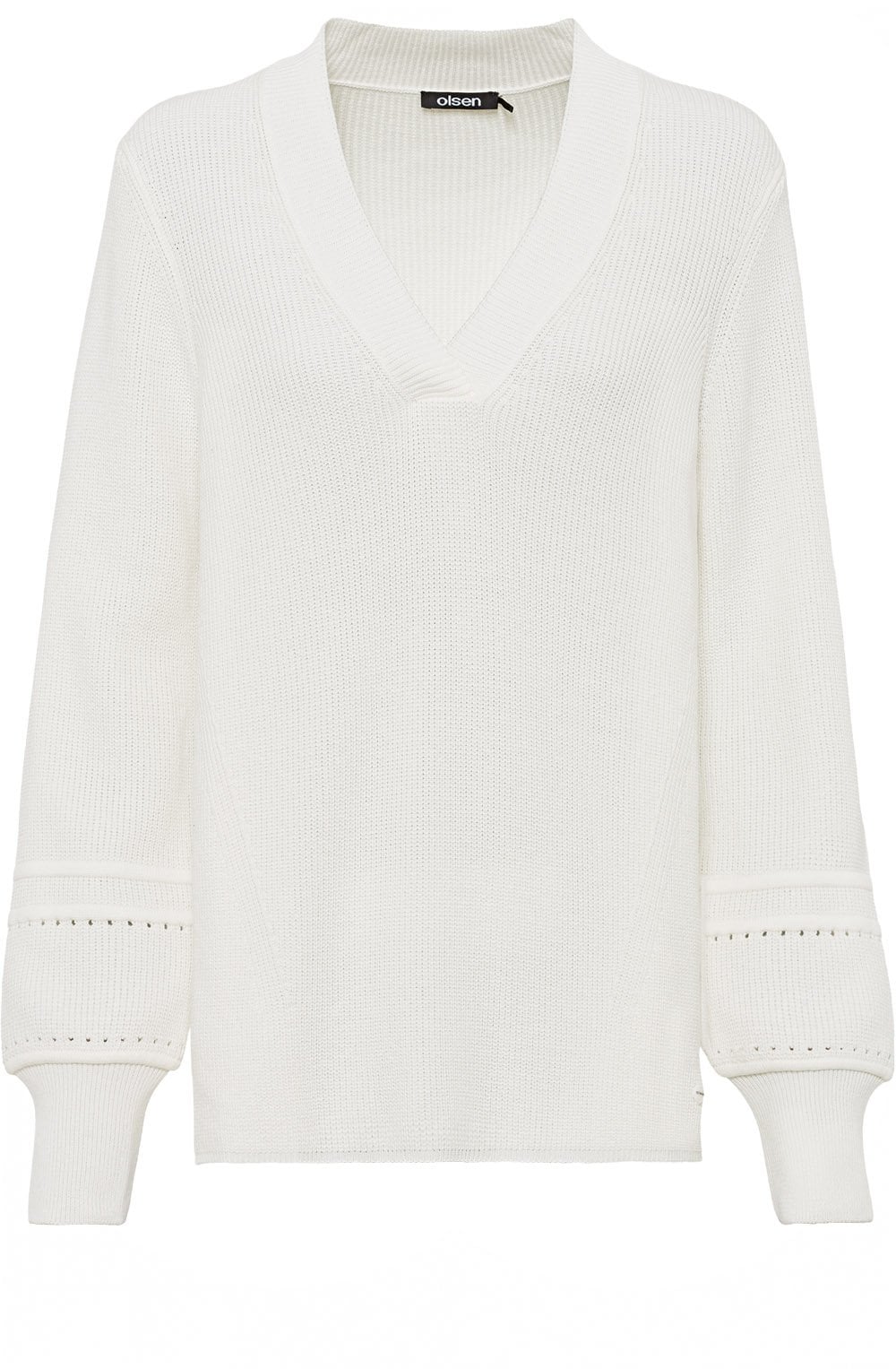 Balloon Sleeved Off White Jumper