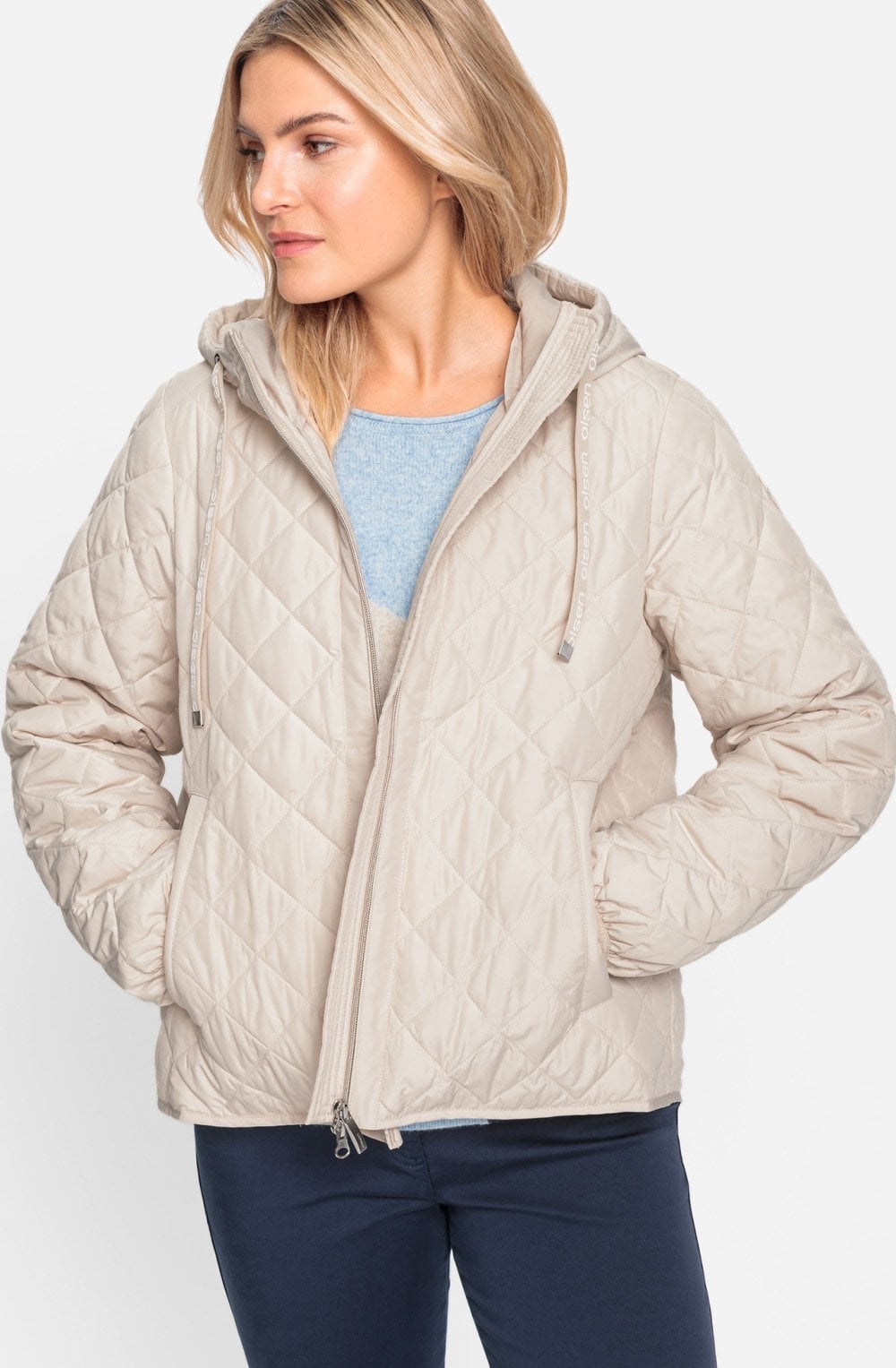 Beige Quilted Water Repellent Coat