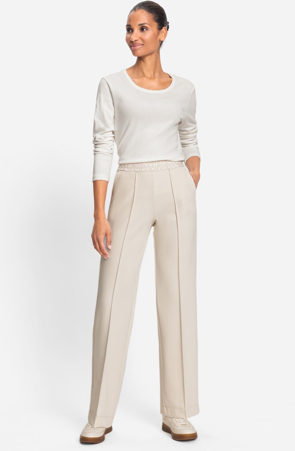 Beige Wide Leg Anna Trousers