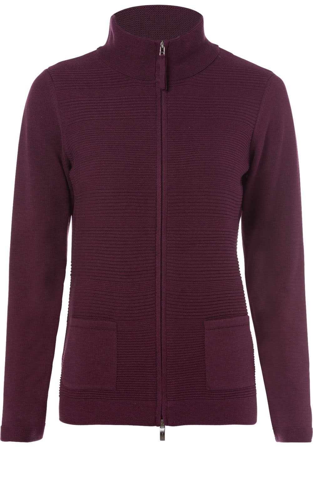 Berry Ribbed Knit Cardigan