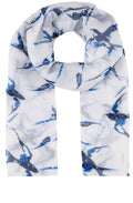 Bird Print Pleated Scarf
