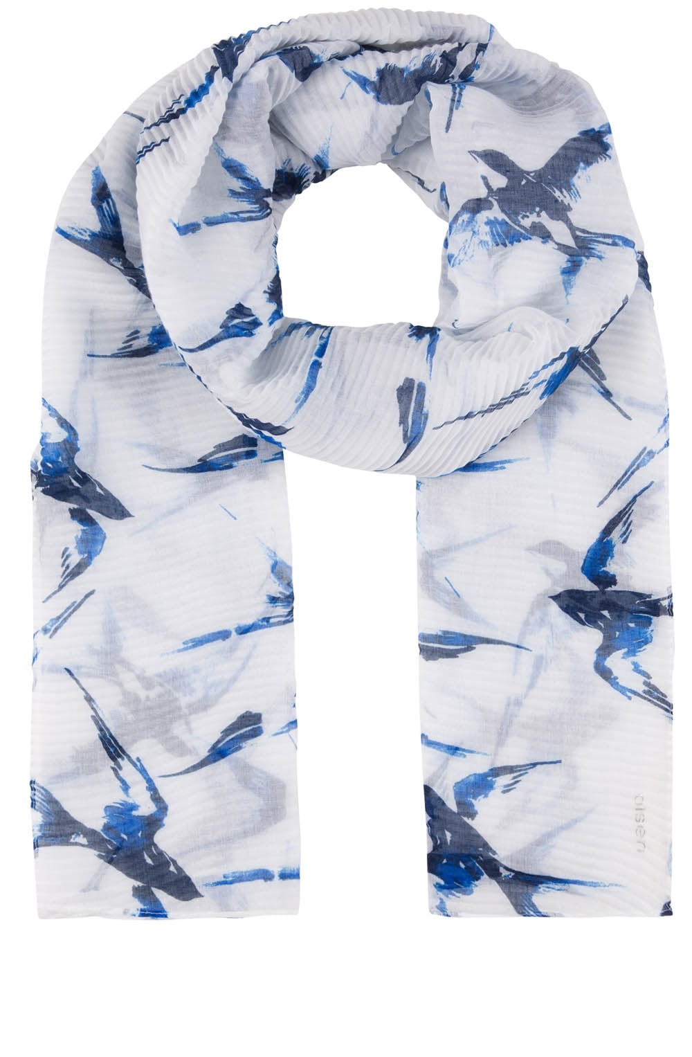 Bird Print Pleated Scarf
