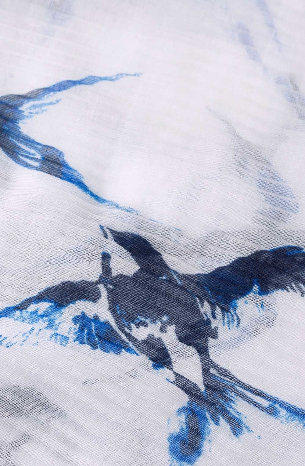 Bird Print Pleated Scarf