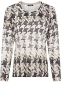 Black and Beige Distorted Dogtooth Hannah Top