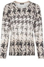 Black and Beige Distorted Dogtooth Hannah Top