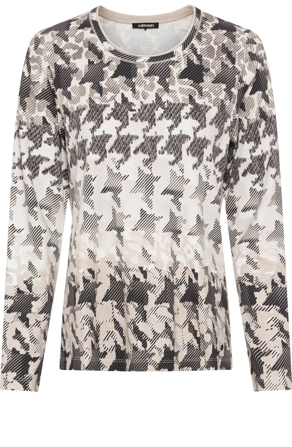 Black and Beige Distorted Dogtooth Hannah Top