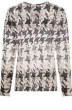 Black and Beige Distorted Dogtooth Hannah Top