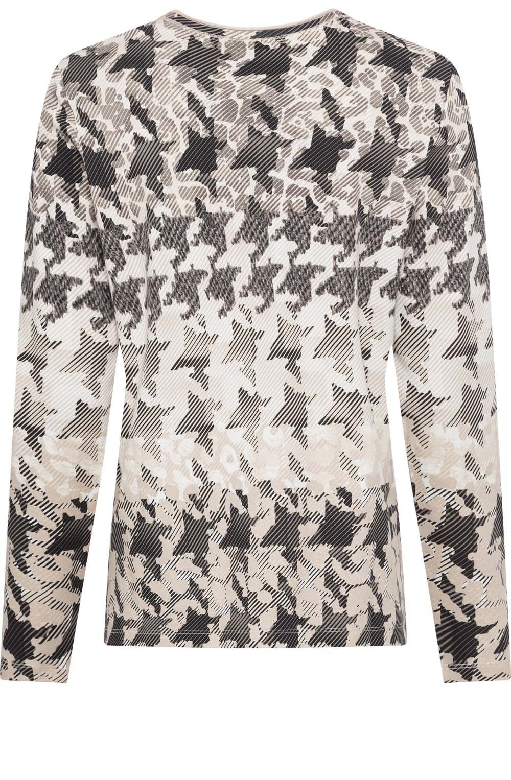 Black and Beige Distorted Dogtooth Hannah Top