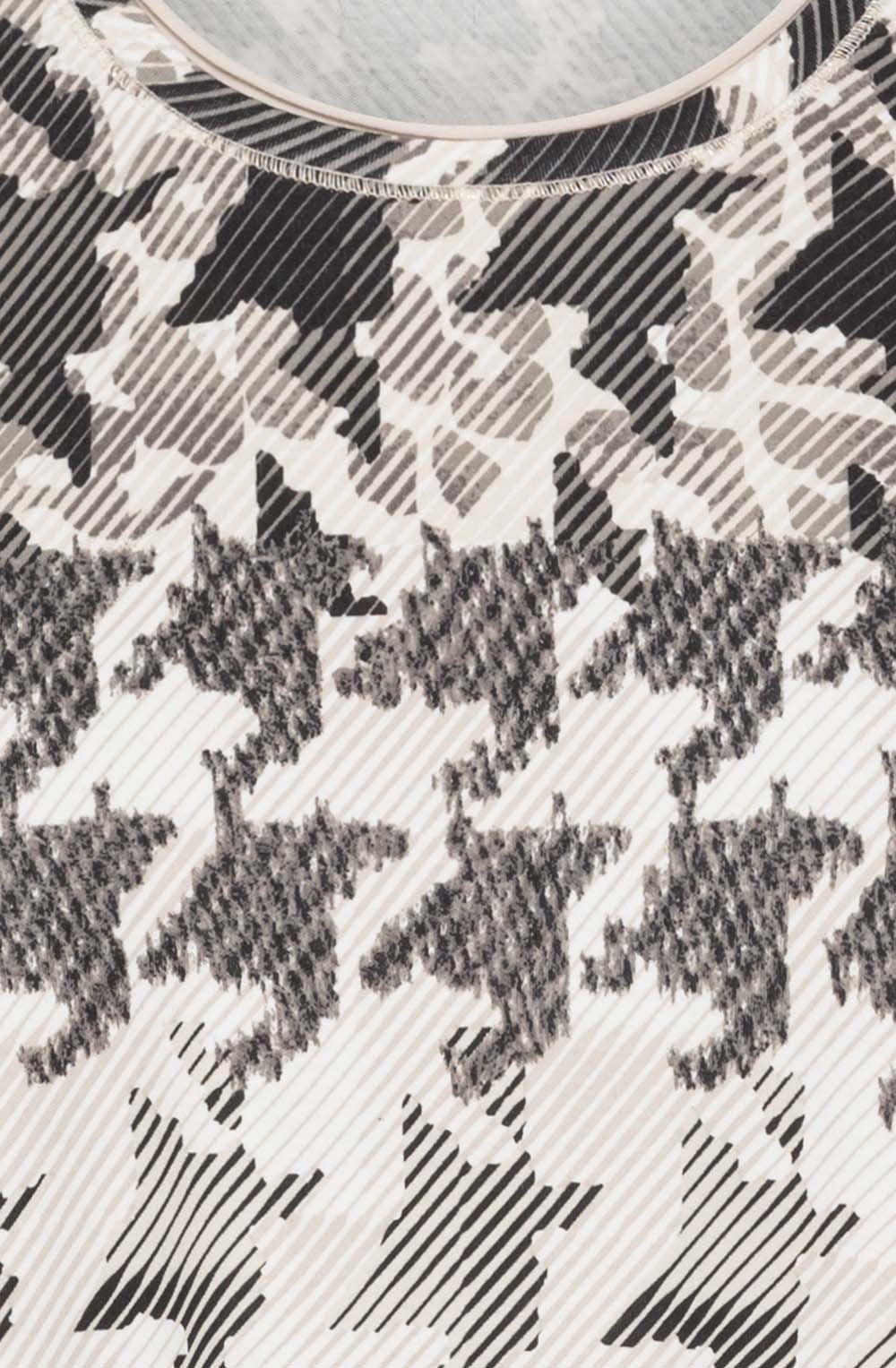 Black and Beige Distorted Dogtooth Hannah Top