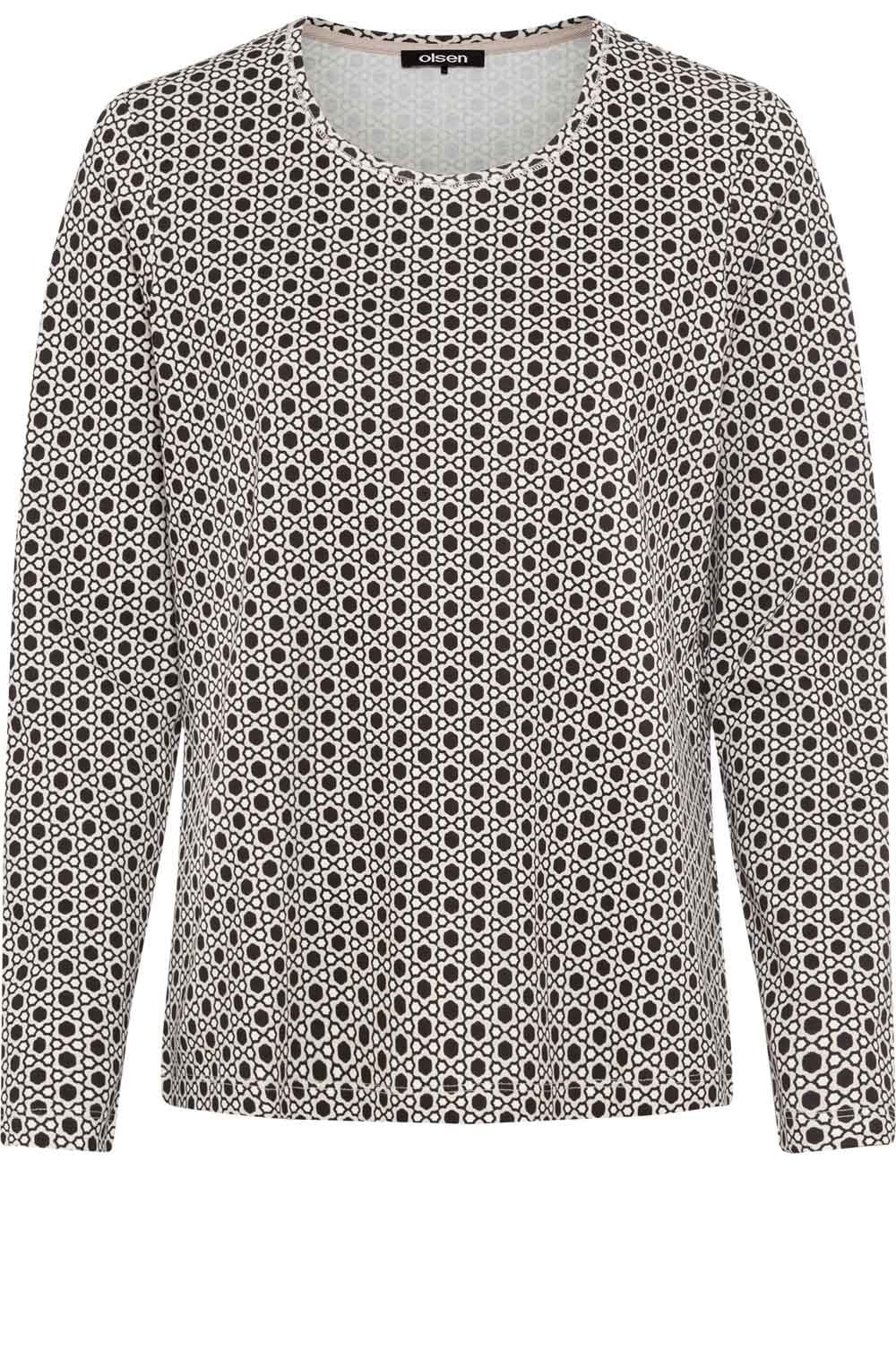 Black and Beige Graphic Print Hannah Top