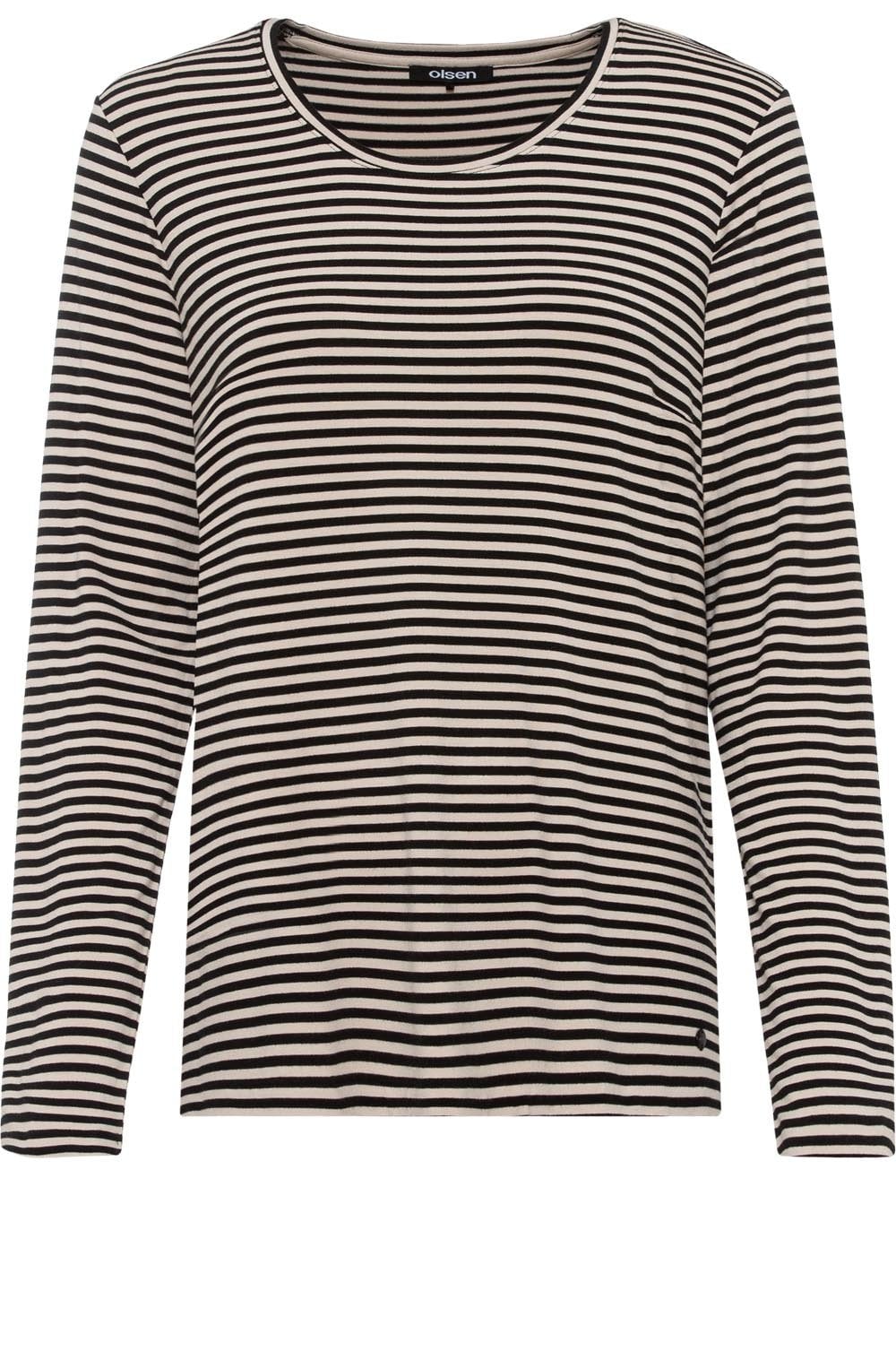 Black and Buttercream Striped Jersey Top