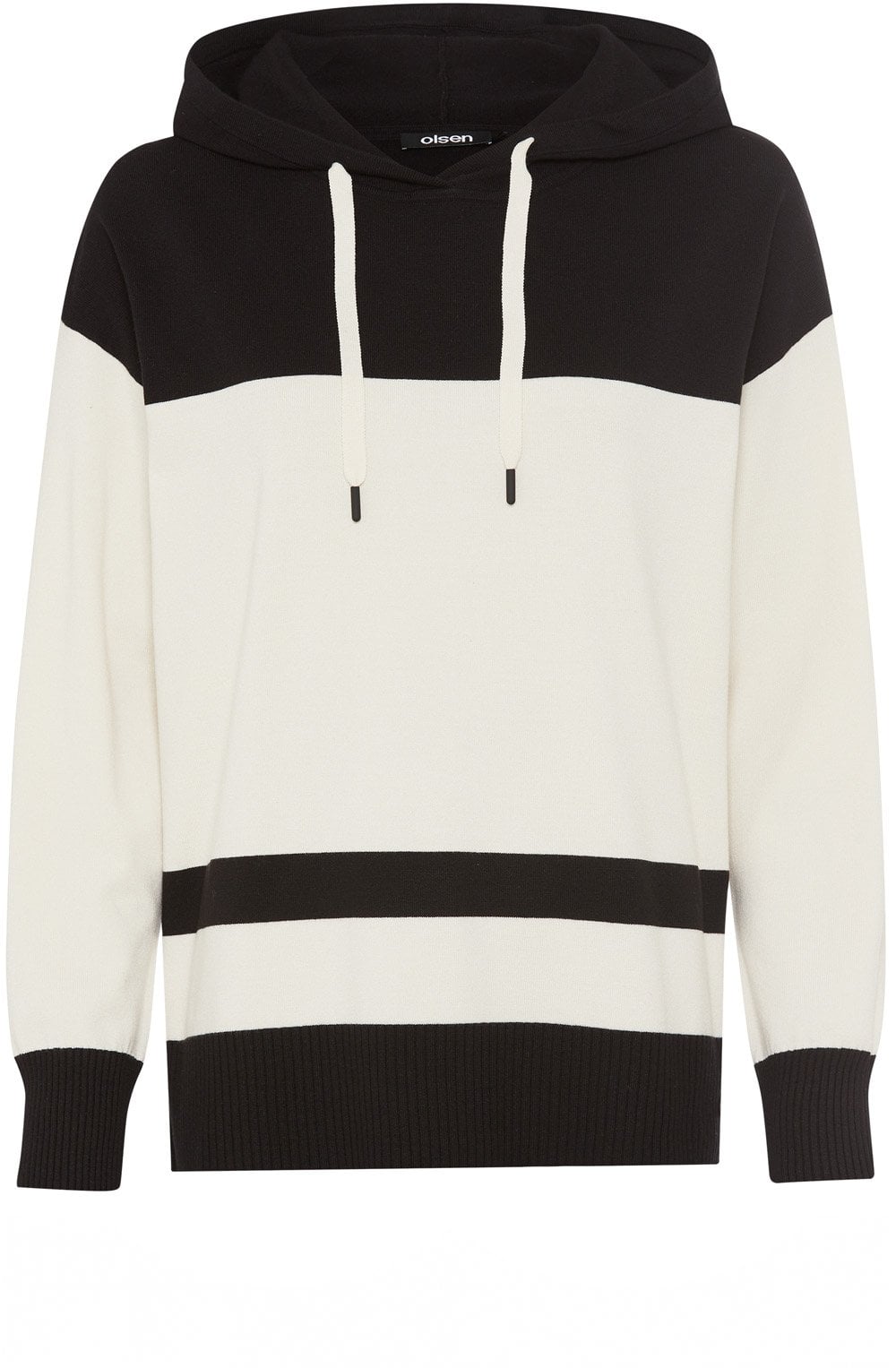 Black and Canvas Beige Cora Hooded Jumper