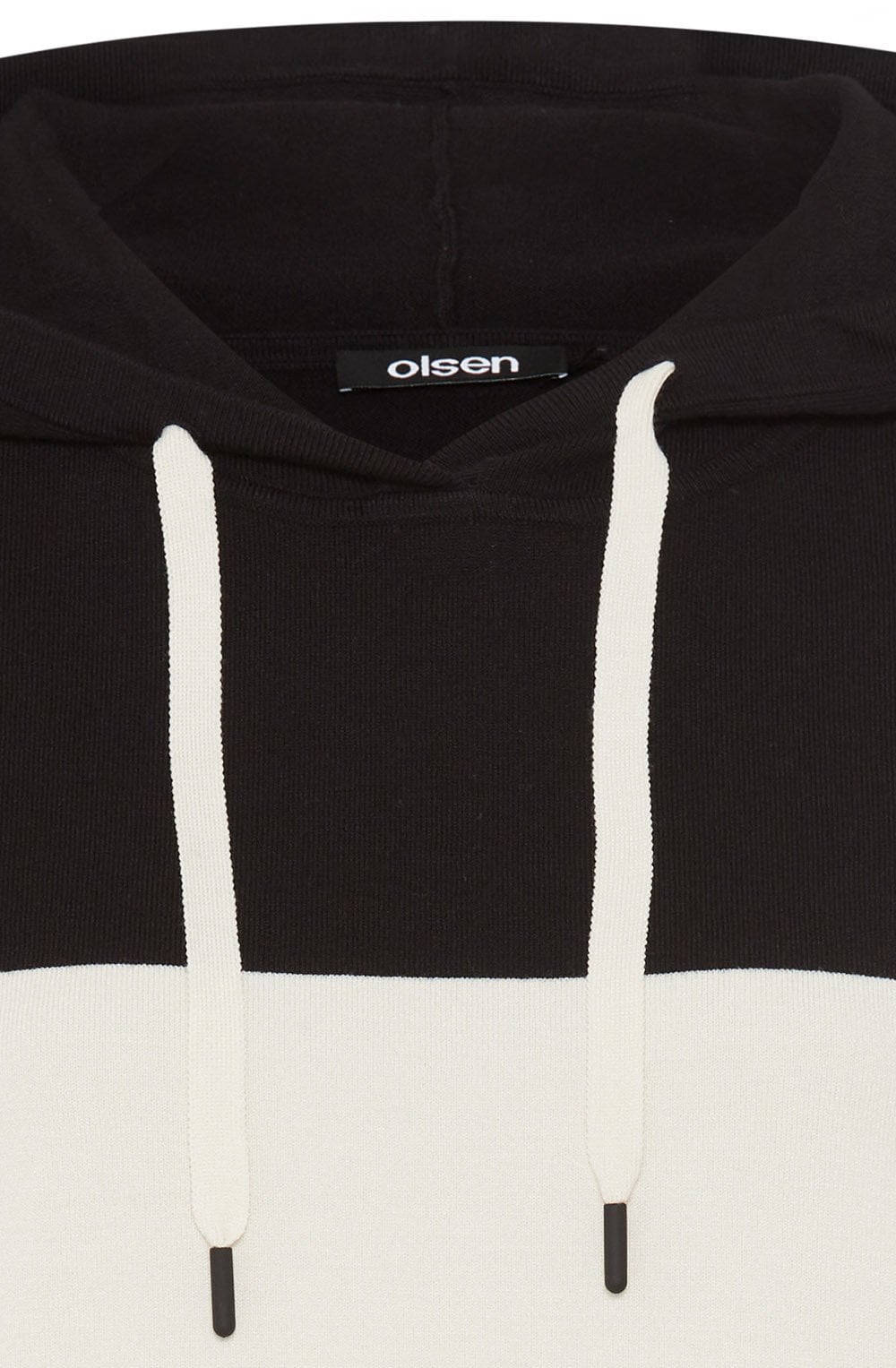 Black and Canvas Beige Cora Hooded Jumper