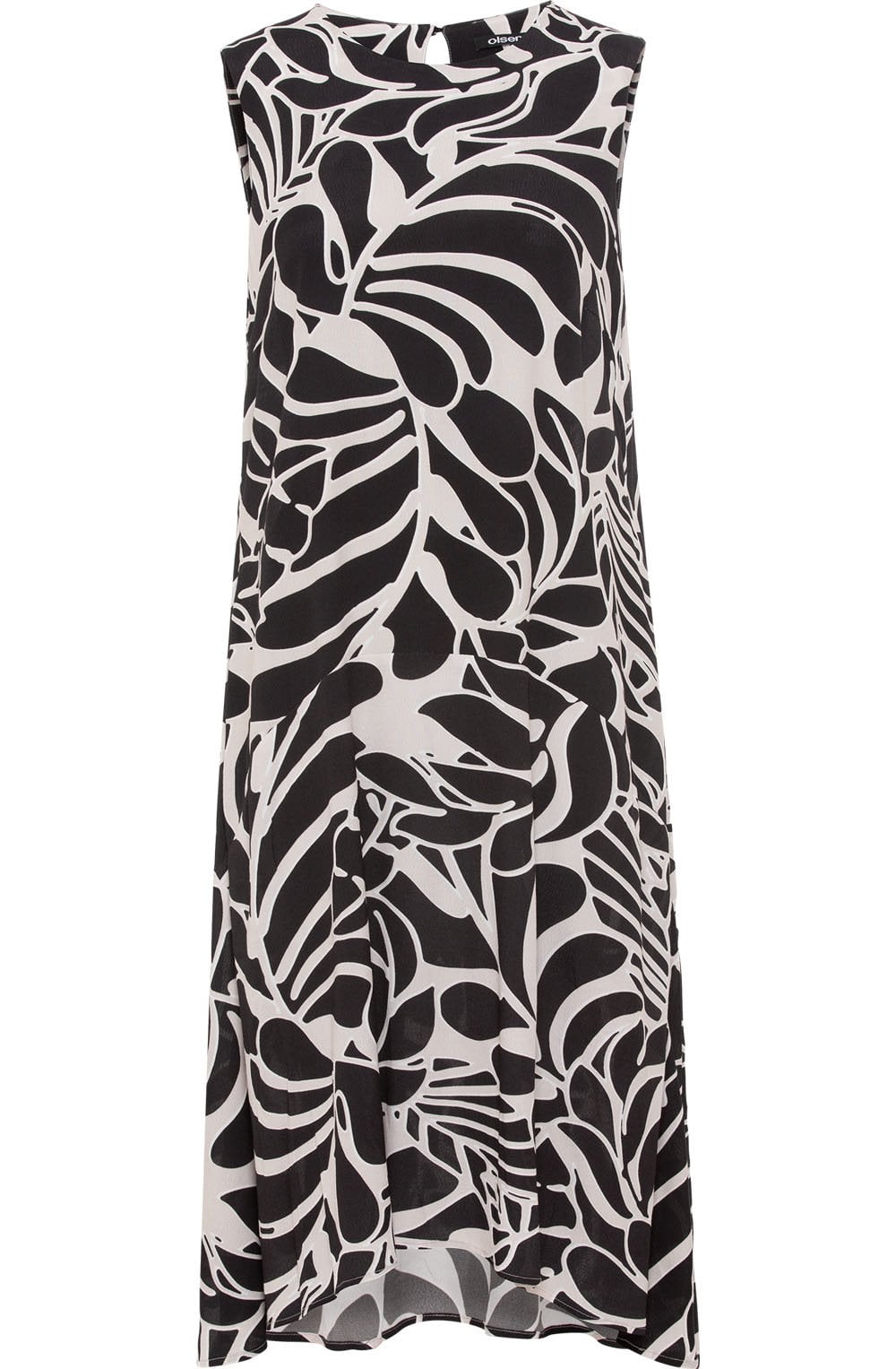 Black and Off White Bold Print Sleeveless Dress
