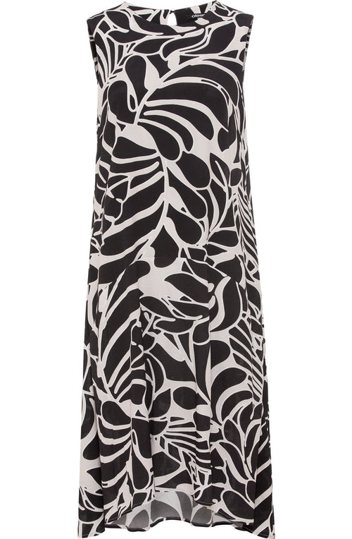 Black and Off White Bold Print Sleeveless Dress