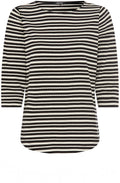 Black and Off White Textured Jersey Hannah Top