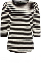 Black and Off White Textured Jersey Hannah Top