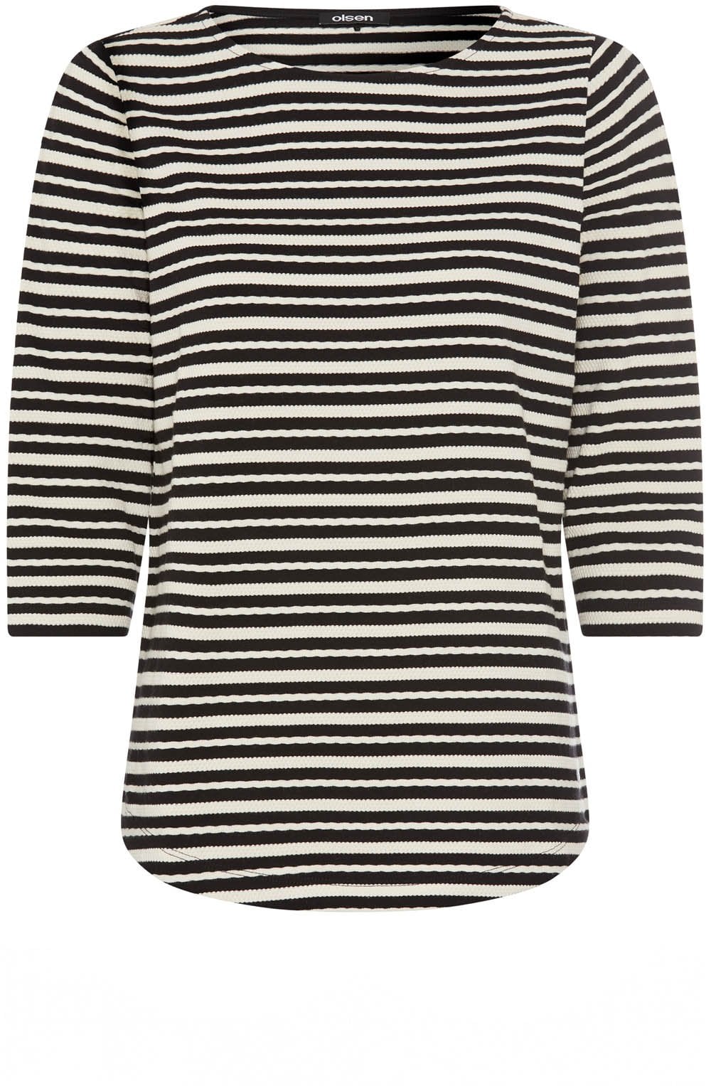 Black and Off White Textured Jersey Hannah Top
