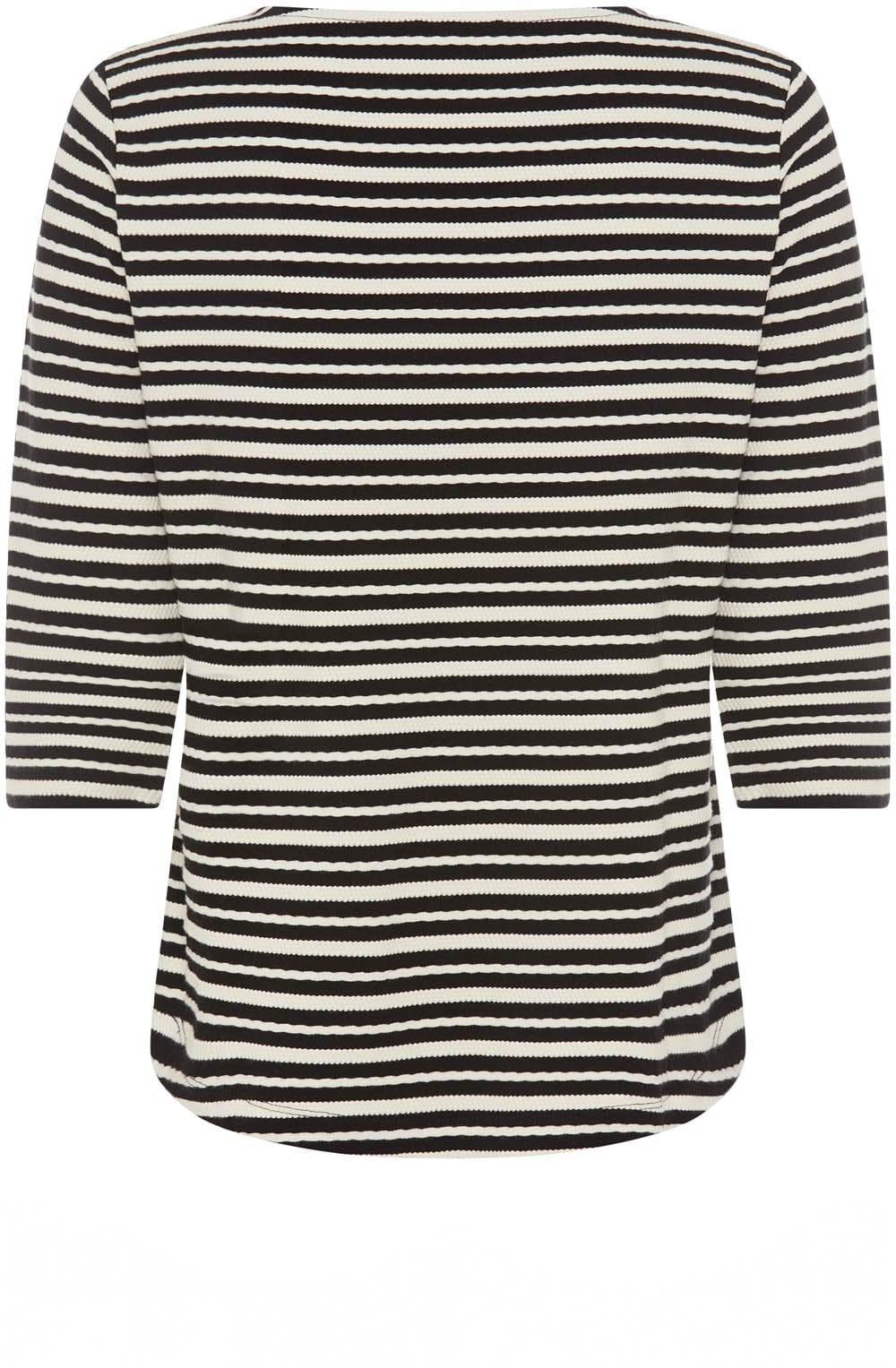 Black and Off White Textured Jersey Hannah Top