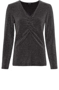 Black and Silver Sparkle Ruched Top