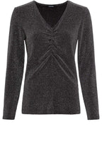 Black and Silver Sparkle Ruched Top