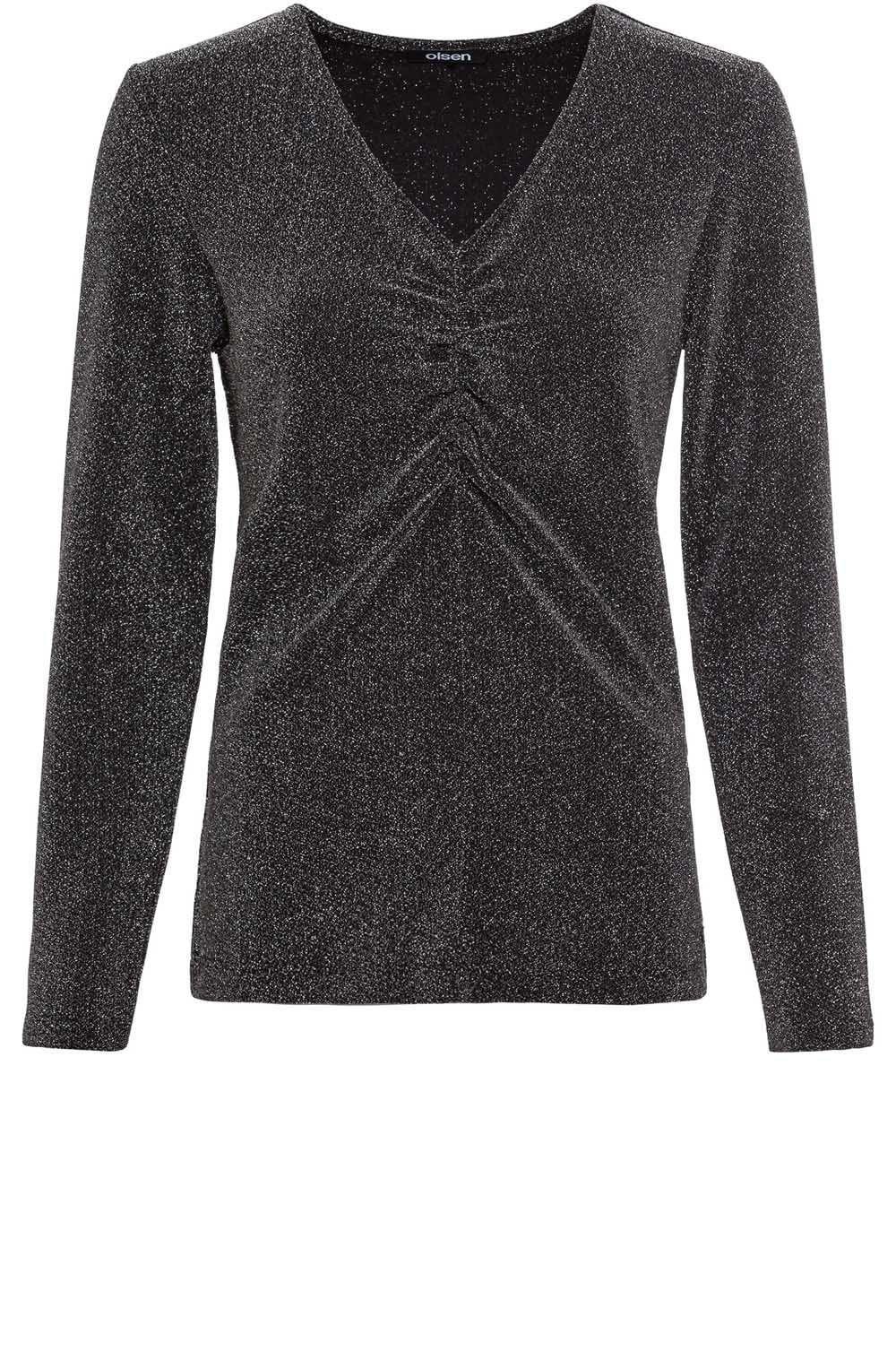 Black and Silver Sparkle Ruched Top