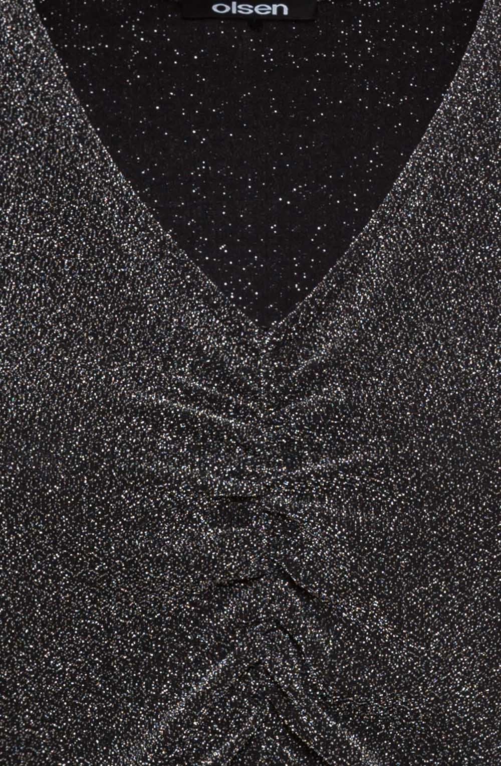 Black and Silver Sparkle Ruched Top