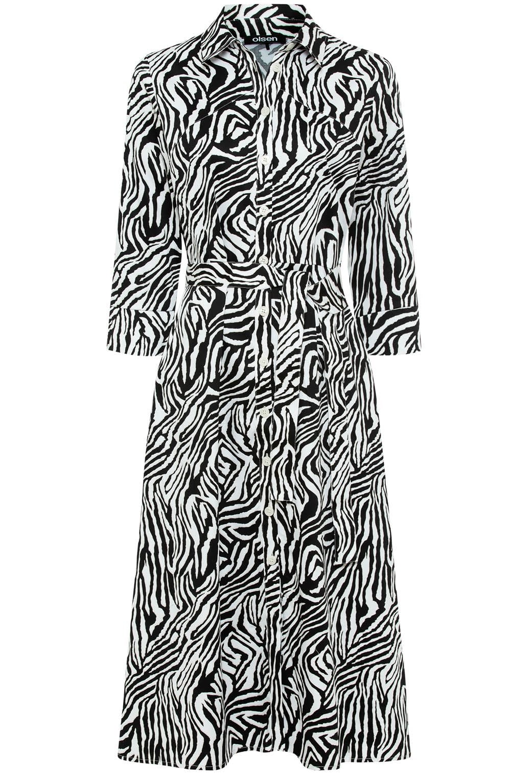 Black and White Animal Print Shirt Dress
