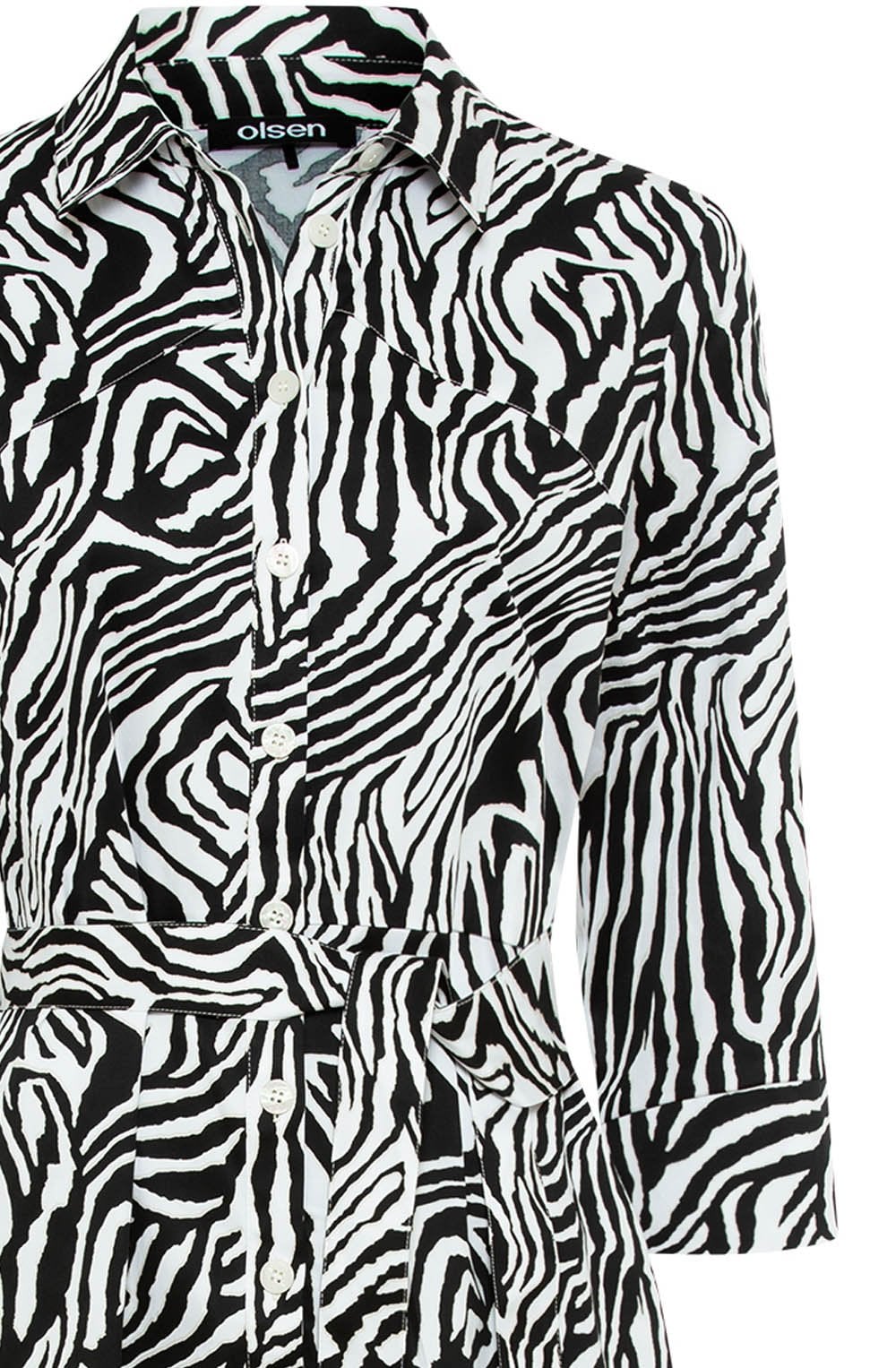 Black and White Animal Print Shirt Dress