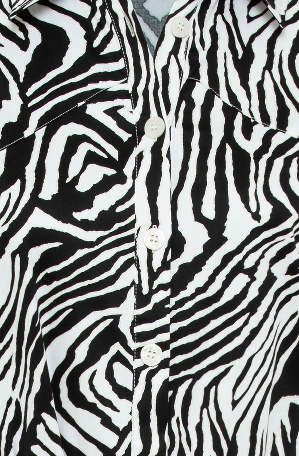 Black and White Animal Print Shirt Dress