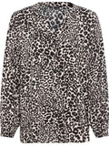 Black Animal Print Button Down Blouse