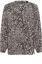 Black Animal Print Button Down Blouse