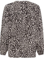 Black Animal Print Button Down Blouse