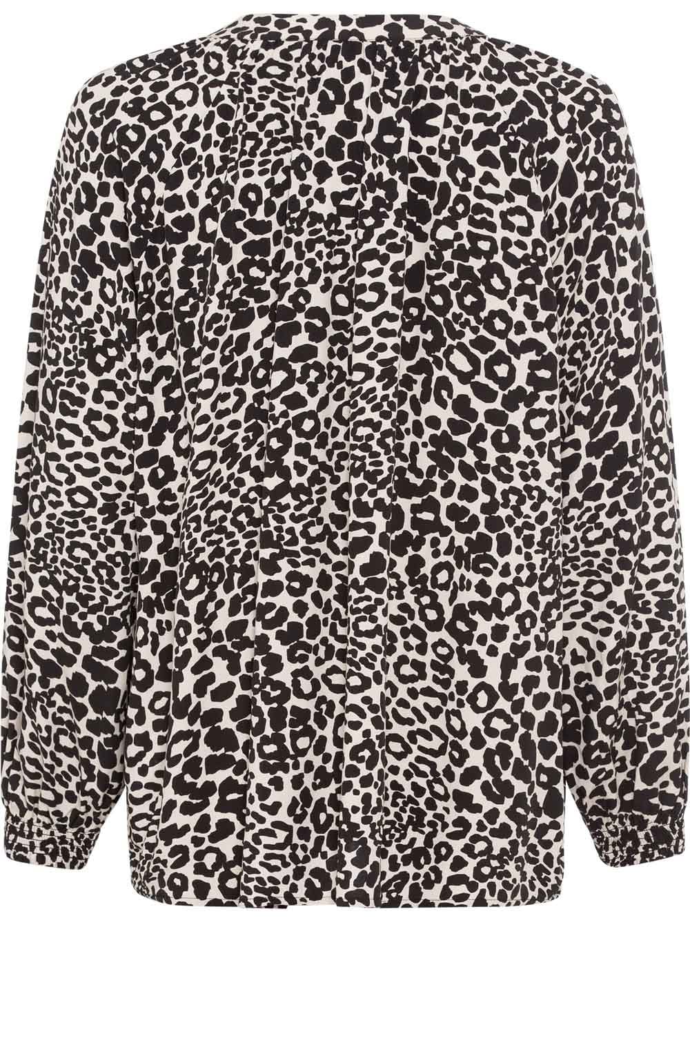 Black Animal Print Button Down Blouse