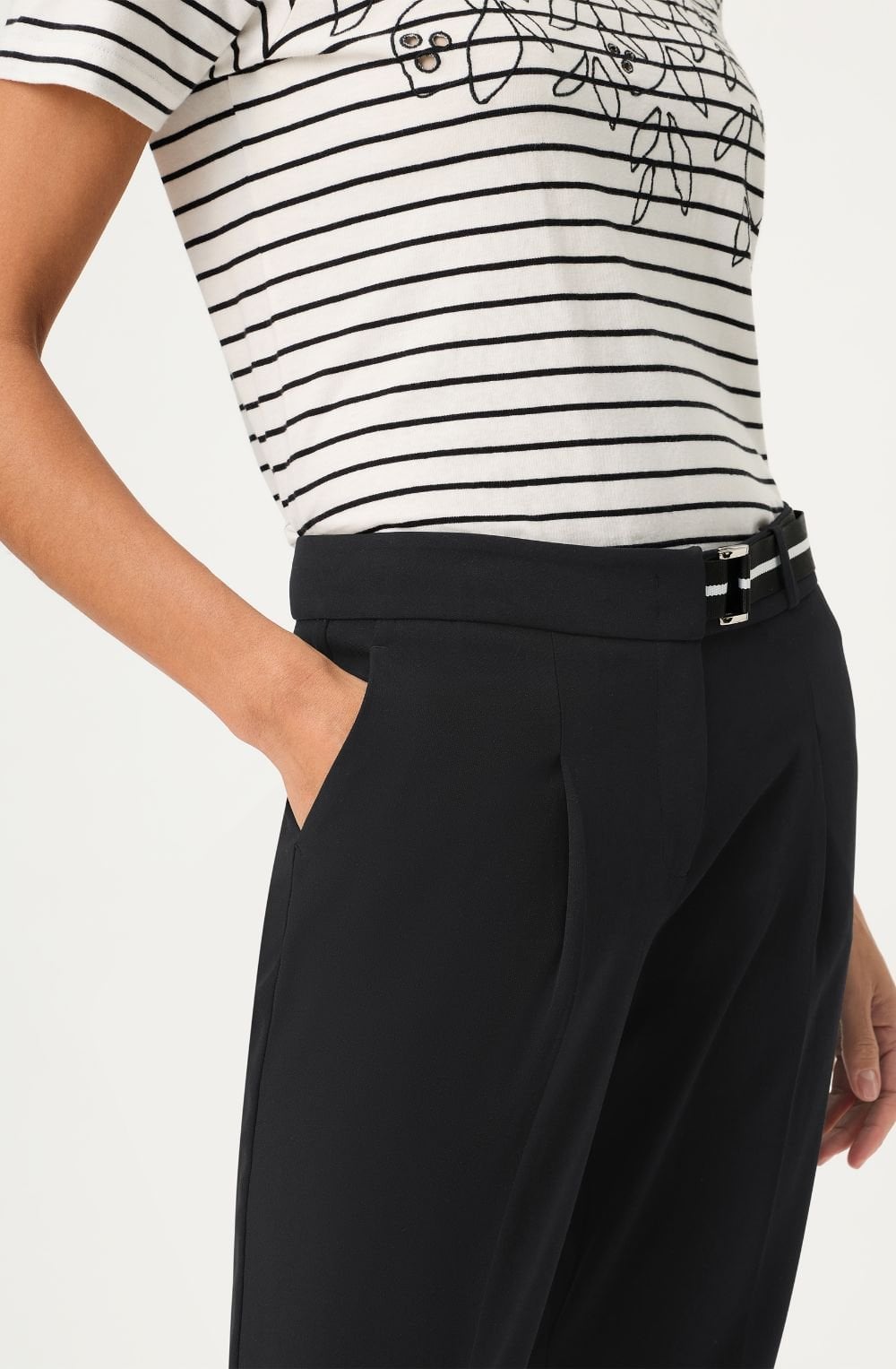 Black Belt Detail Straight Fit Lisa Trousers