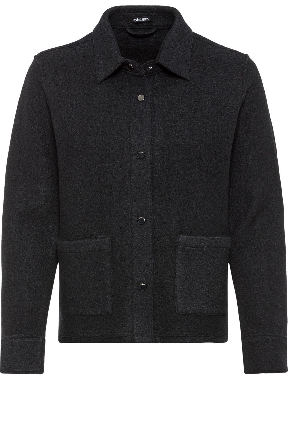 Black Boiled Wool Shacket