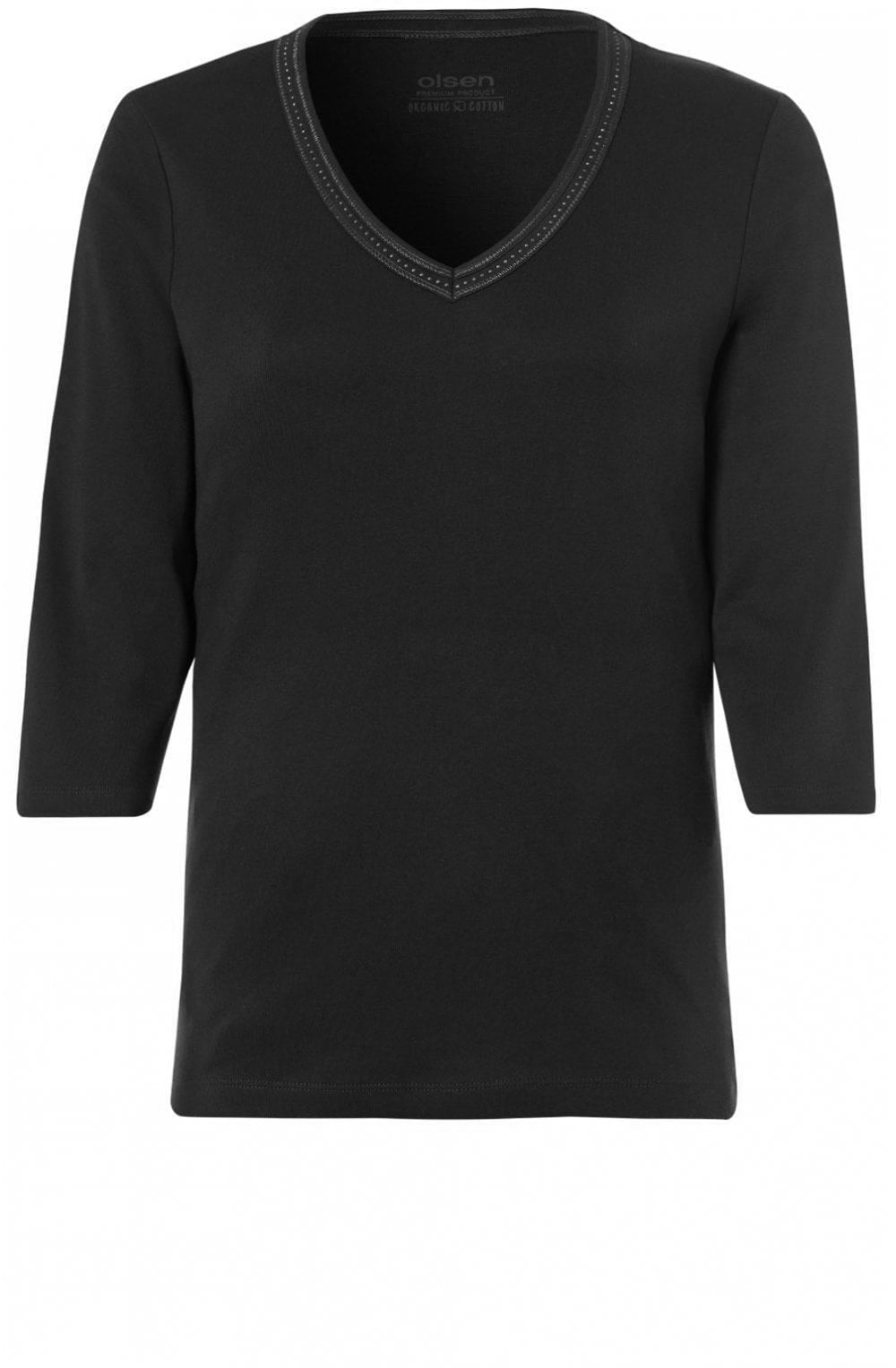 Black Diamonte Cotton Top