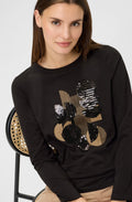 Black Embellished Circle Print Hannah Top