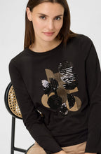 Black Embellished Circle Print Hannah Top