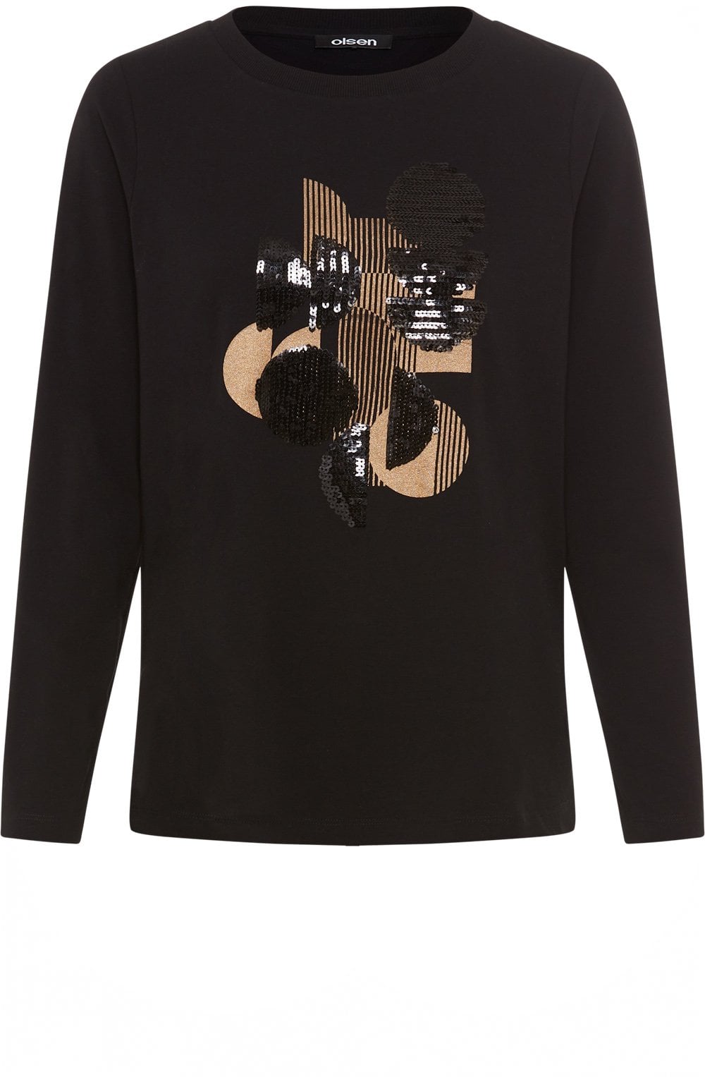 Black Embellished Circle Print Hannah Top