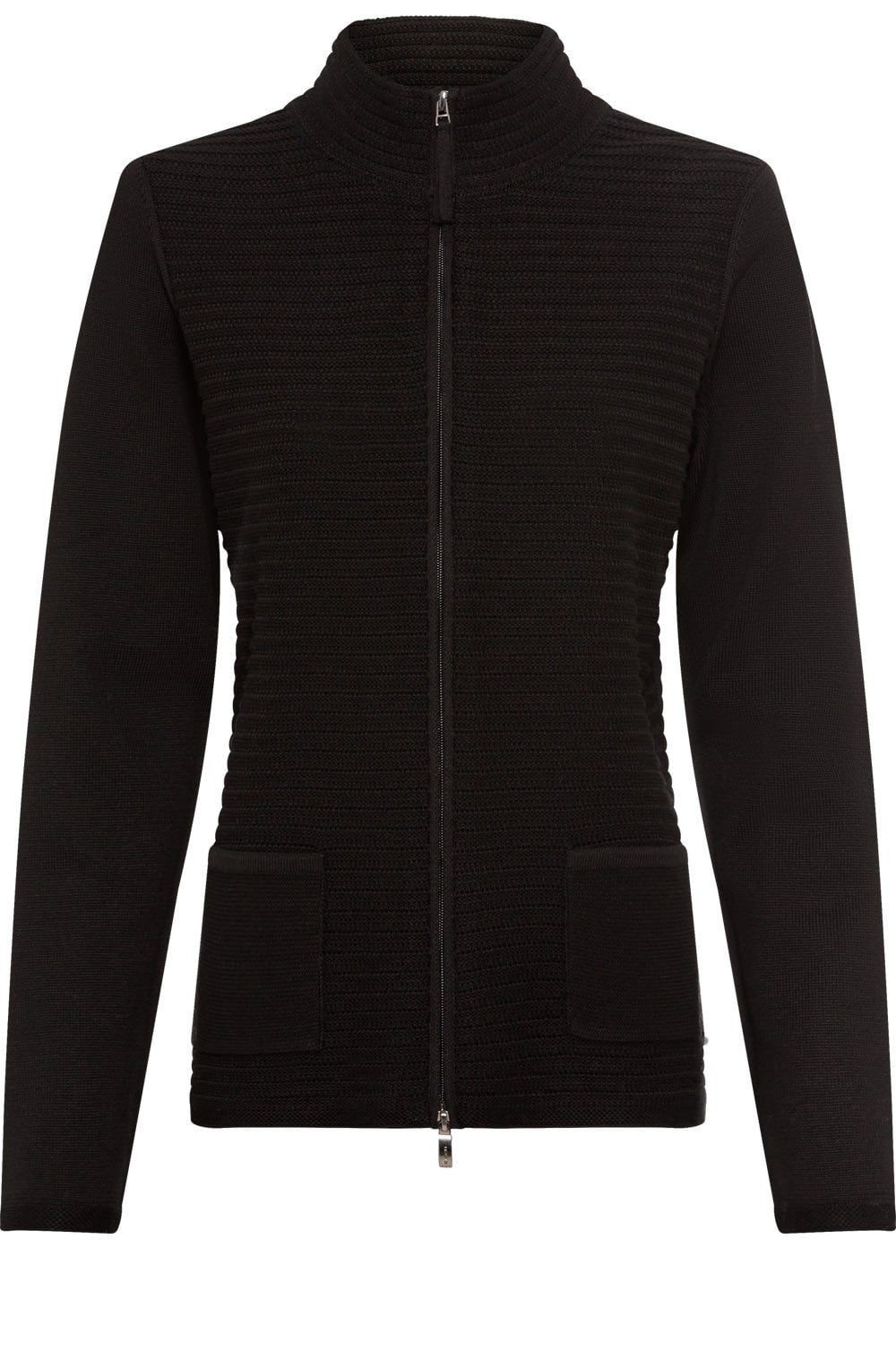 Black Horizontal Ribbed Cardigan
