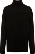 Black Knit Three Button Jumper